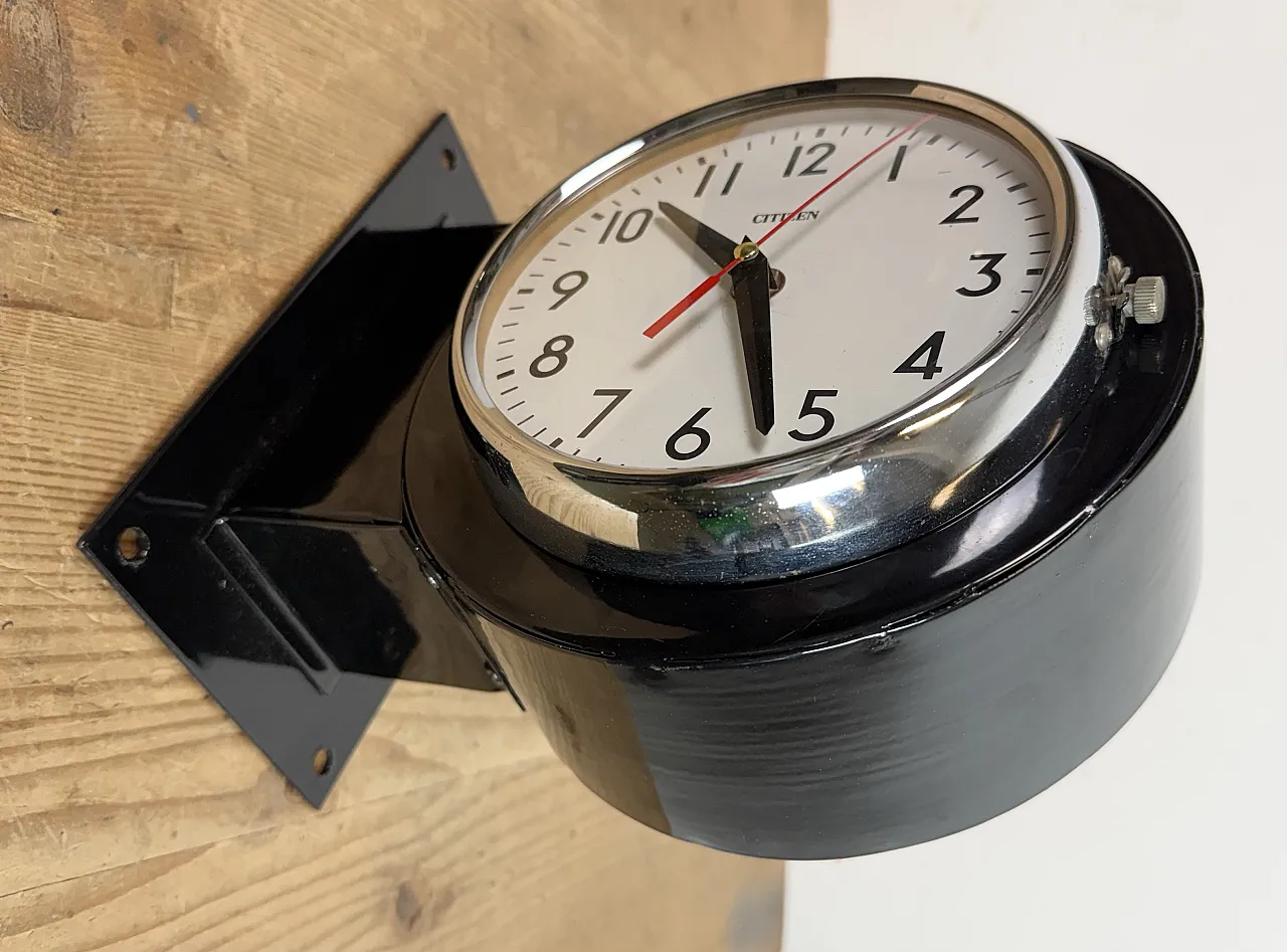 Vintage Black Citizen Double-Sided Ship Wall Clock, 1980s 8