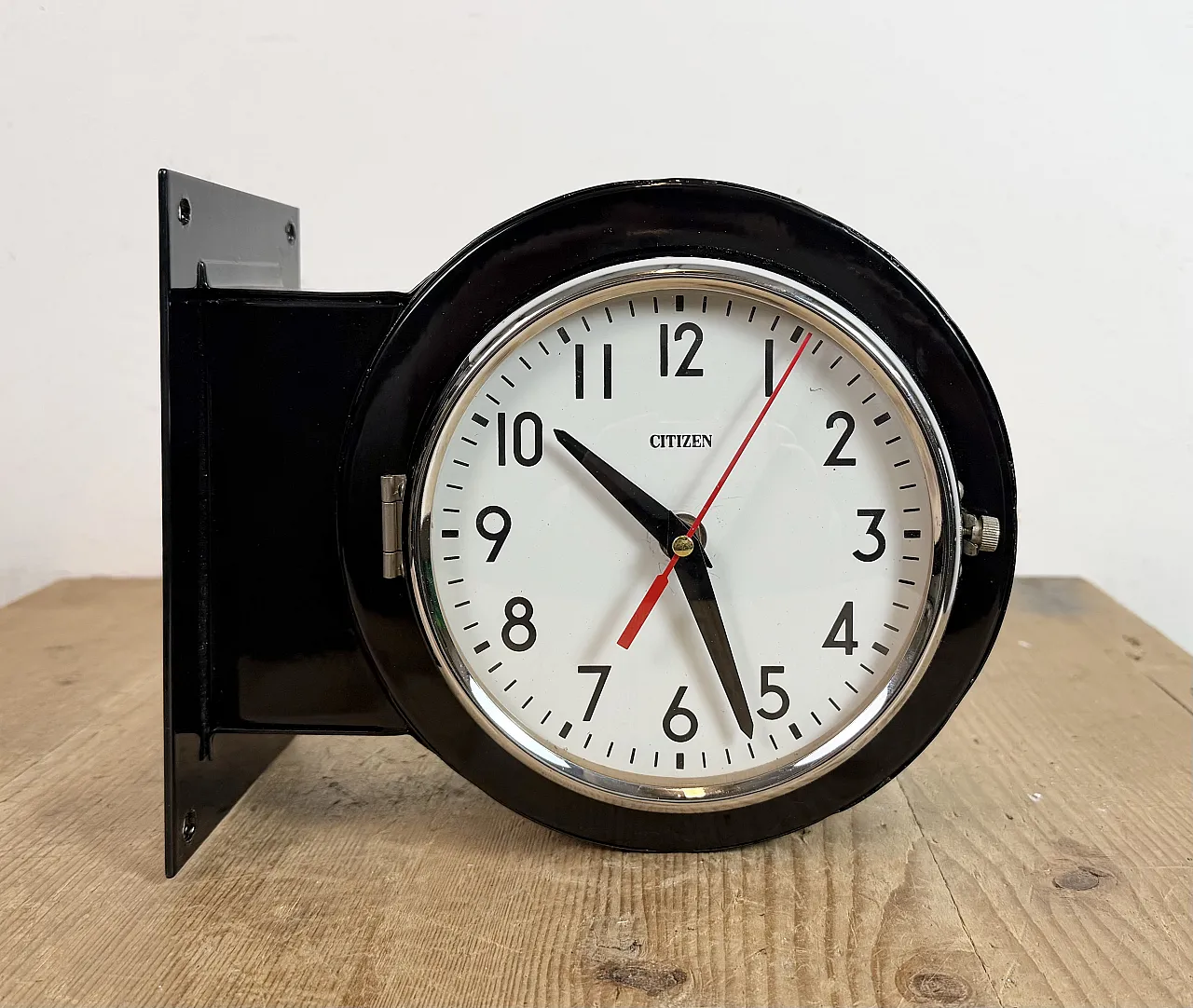 Vintage Black Citizen Double-Sided Ship Wall Clock, 1980s 10