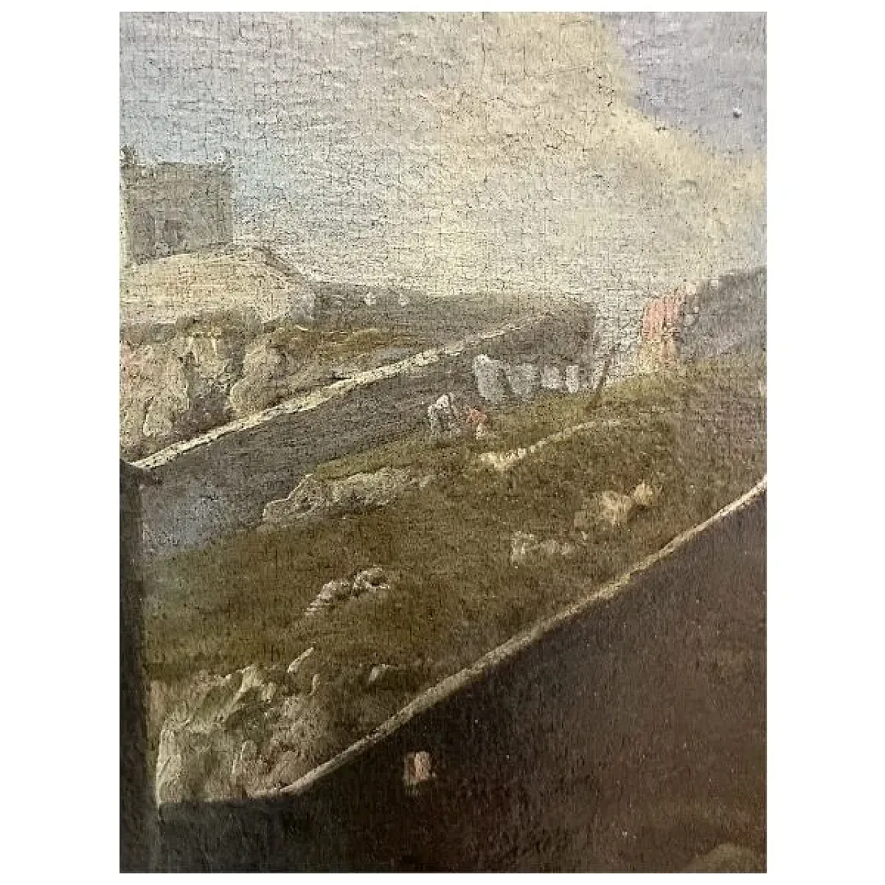 Porto mediterraneo con velieri e figure, seguace di A. Storck, '700 9