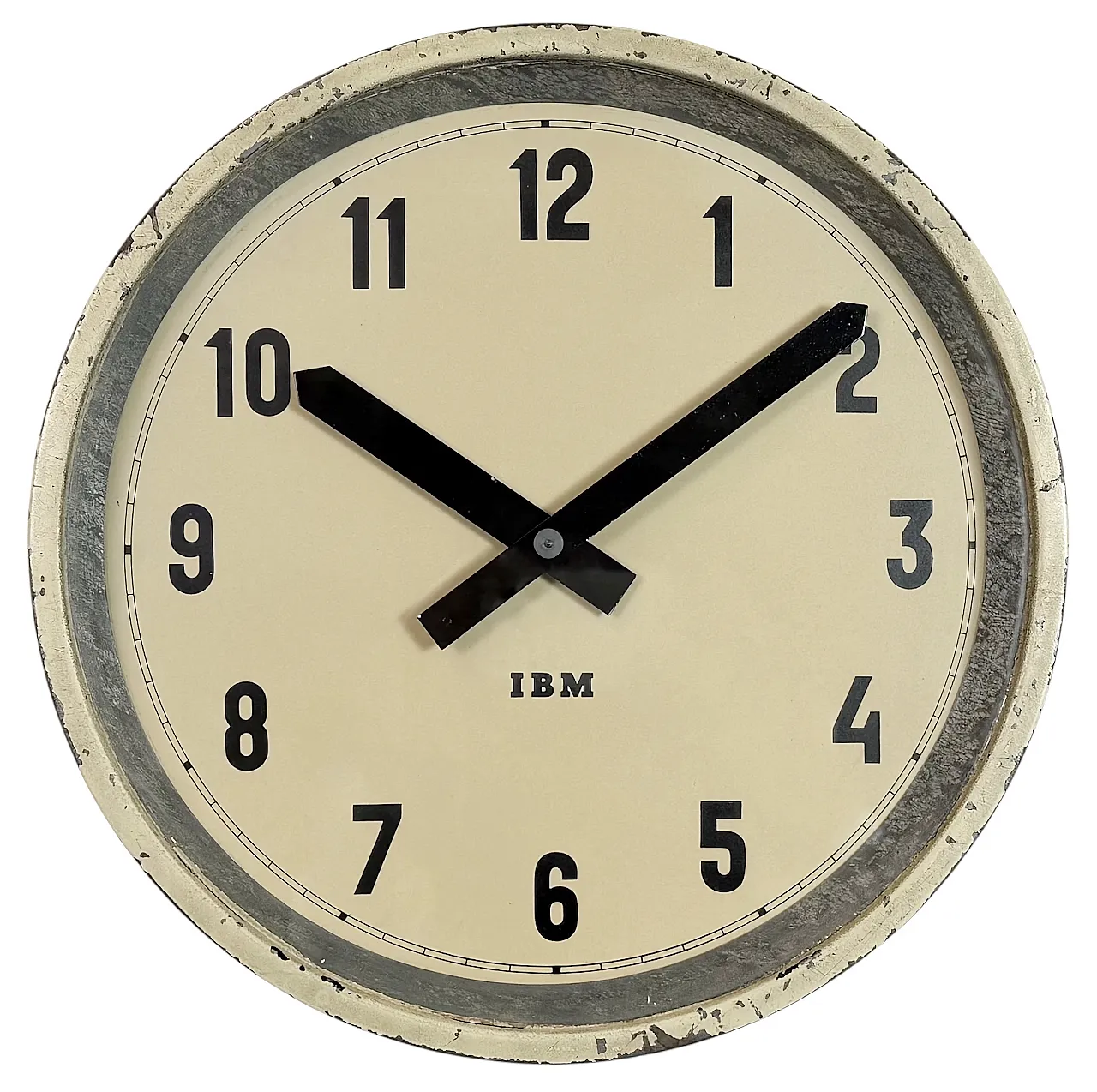 Beige Industrial Factory Wall Clock from IBM, 1950s 1