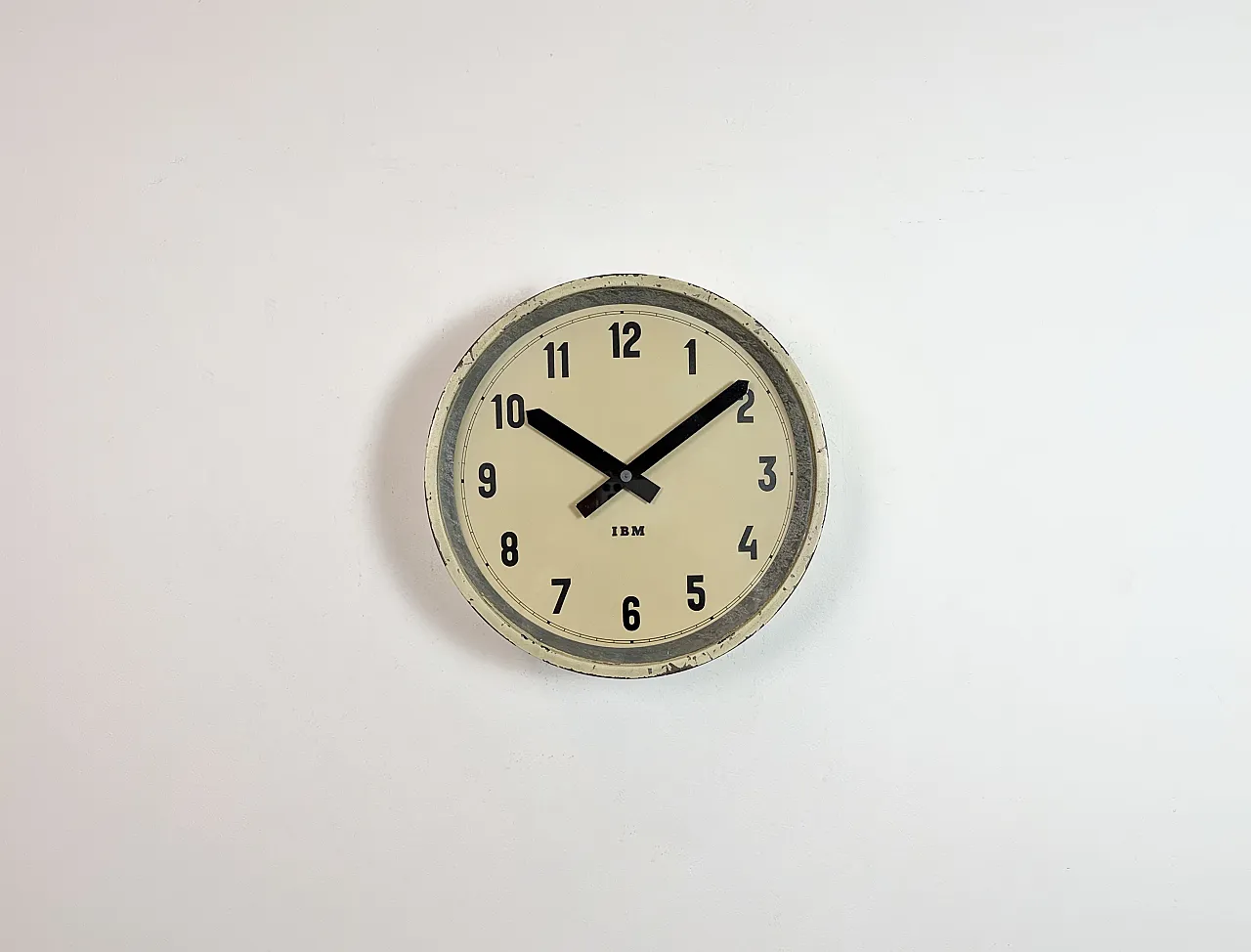 Beige Industrial Factory Wall Clock from IBM, 1950s 2