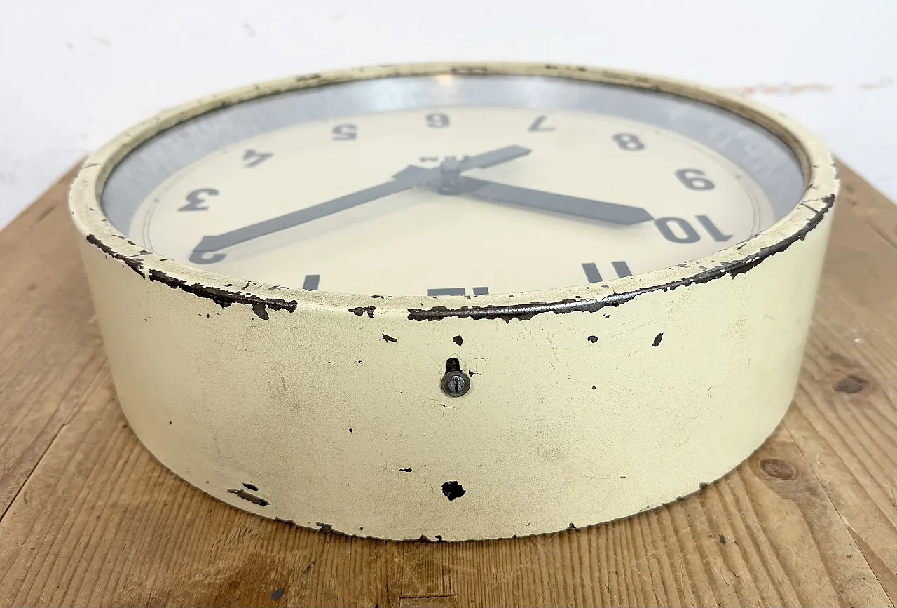Beige Industrial Factory Wall Clock from IBM, 1950s 13