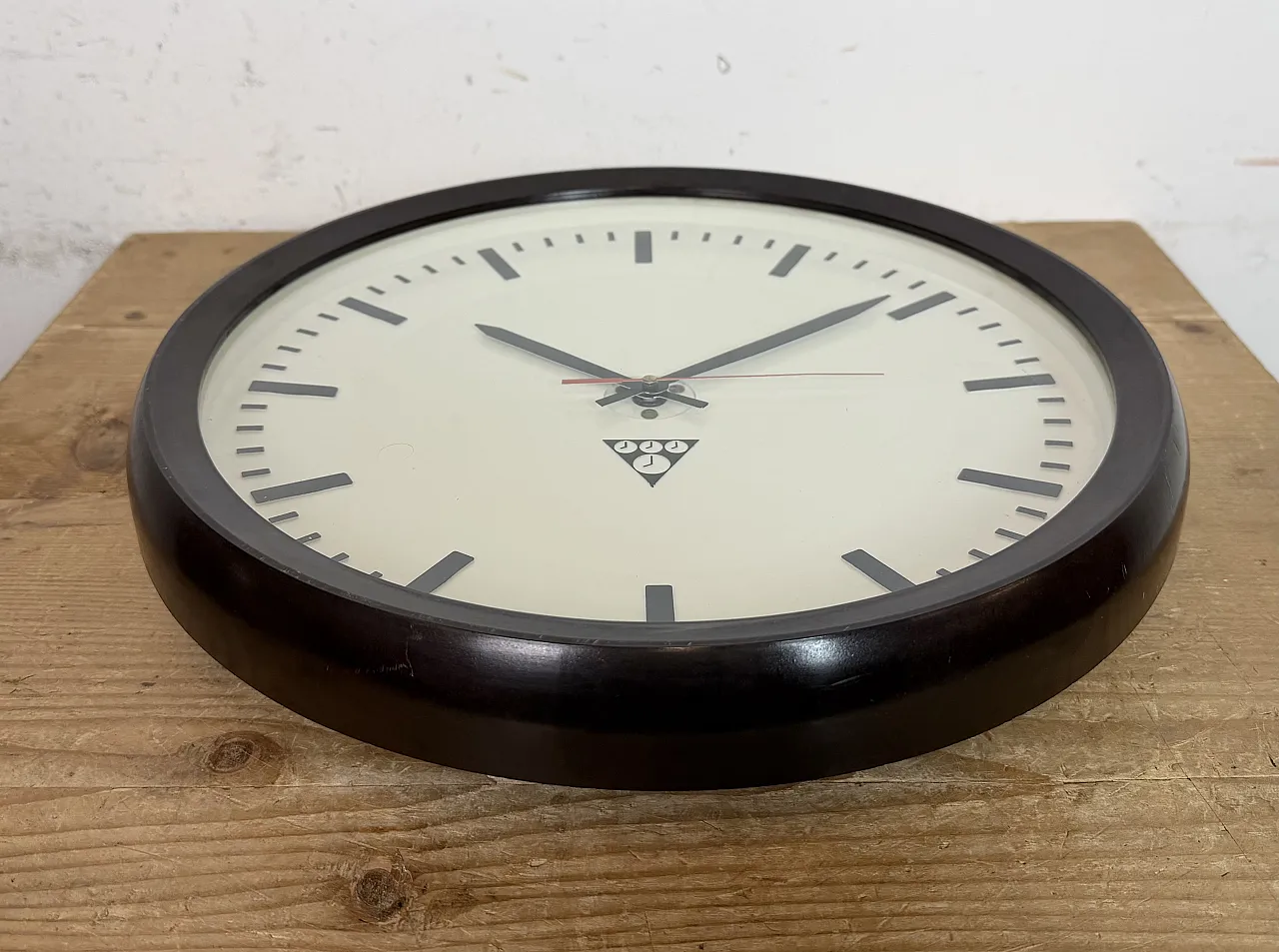 Industrial Bakelite Factory Wall Clock from Pragotron, 1970s 8