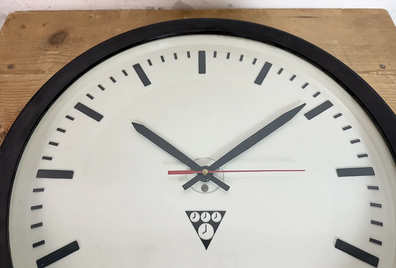Industrial Bakelite Factory Wall Clock from Pragotron, 1970s 11