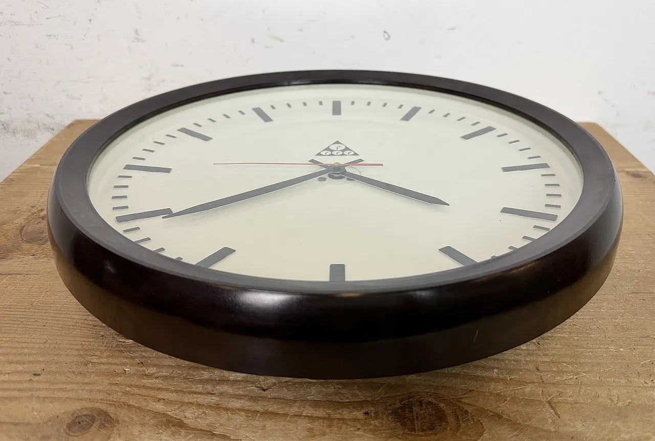 Industrial Bakelite Factory Wall Clock from Pragotron, 1970s 13