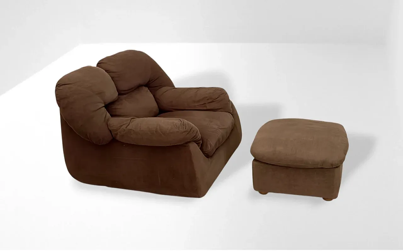 Mario Marenco, poltrona e pouf attribuiti, anni '70 4