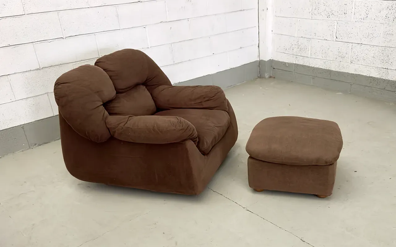 Mario Marenco, poltrona e pouf attribuiti, anni '70 5