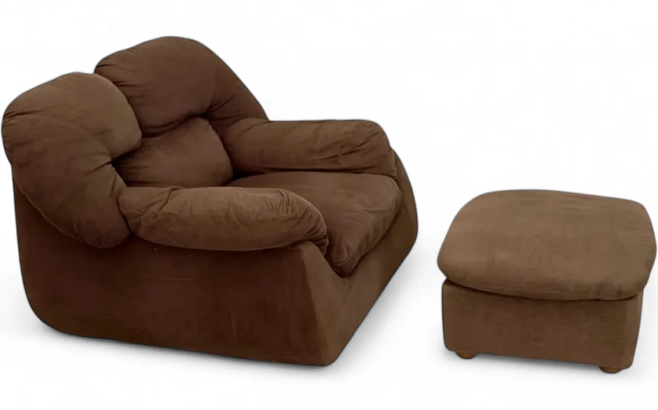 Mario Marenco, poltrona e pouf attribuiti, anni '70 6