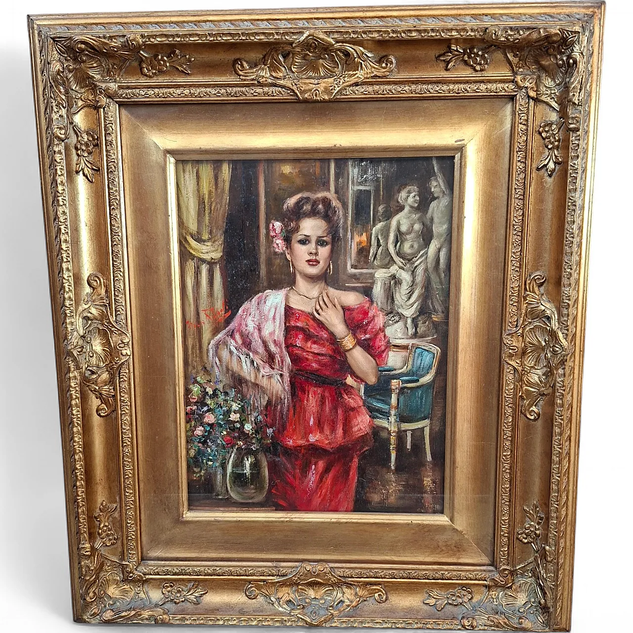 Portrait of a Woman by Franco Rispoli, artist painting, 1970s 9