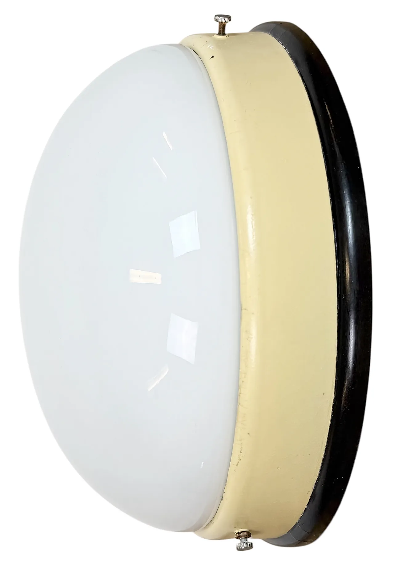 Lampada da parete o da soffitto industriale in bachelite con vetro lattimo, anni '50 1