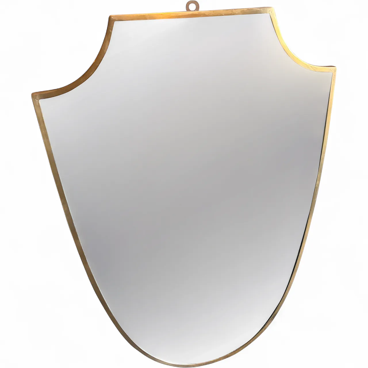 Specchio da parete a scudo in ottone di Gio Ponti, anni '50 15