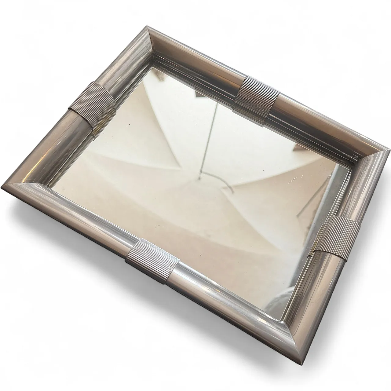 Silver plated and mirrored glass tray by Tommaso Barbi, 1970s 14