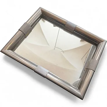 Silver plated and mirrored glass tray by Tommaso Barbi, 1970s