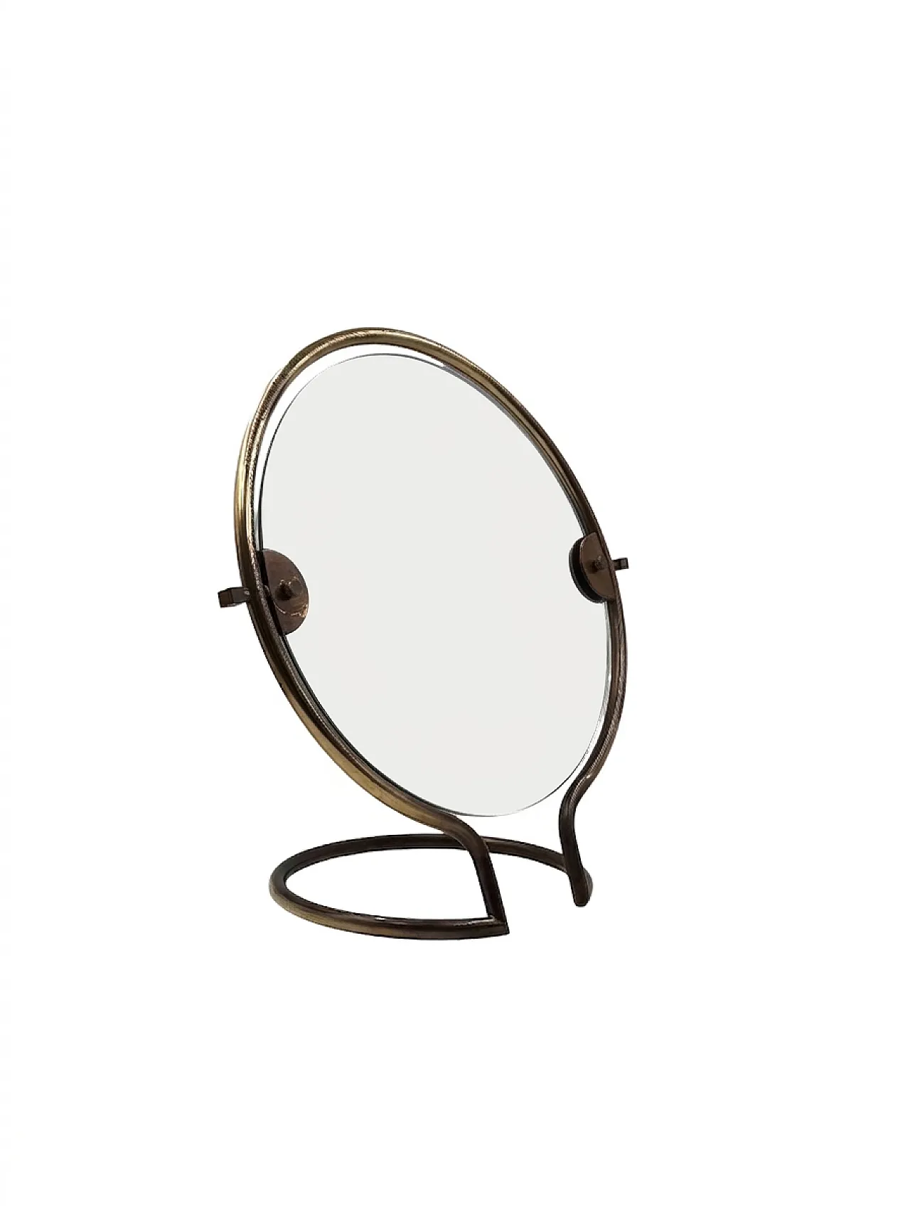 Specchio da tavolo in ottone Midcentury, Italia, 1960 3