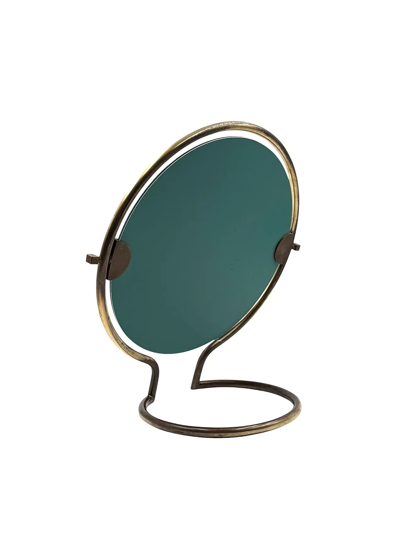 Specchio da tavolo in ottone Midcentury, Italia, 1960 9