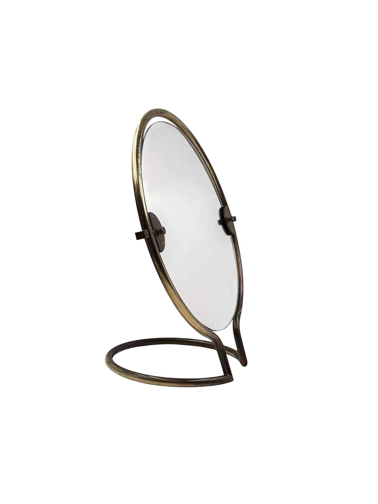 Specchio da tavolo in ottone Midcentury, Italia, 1960 12