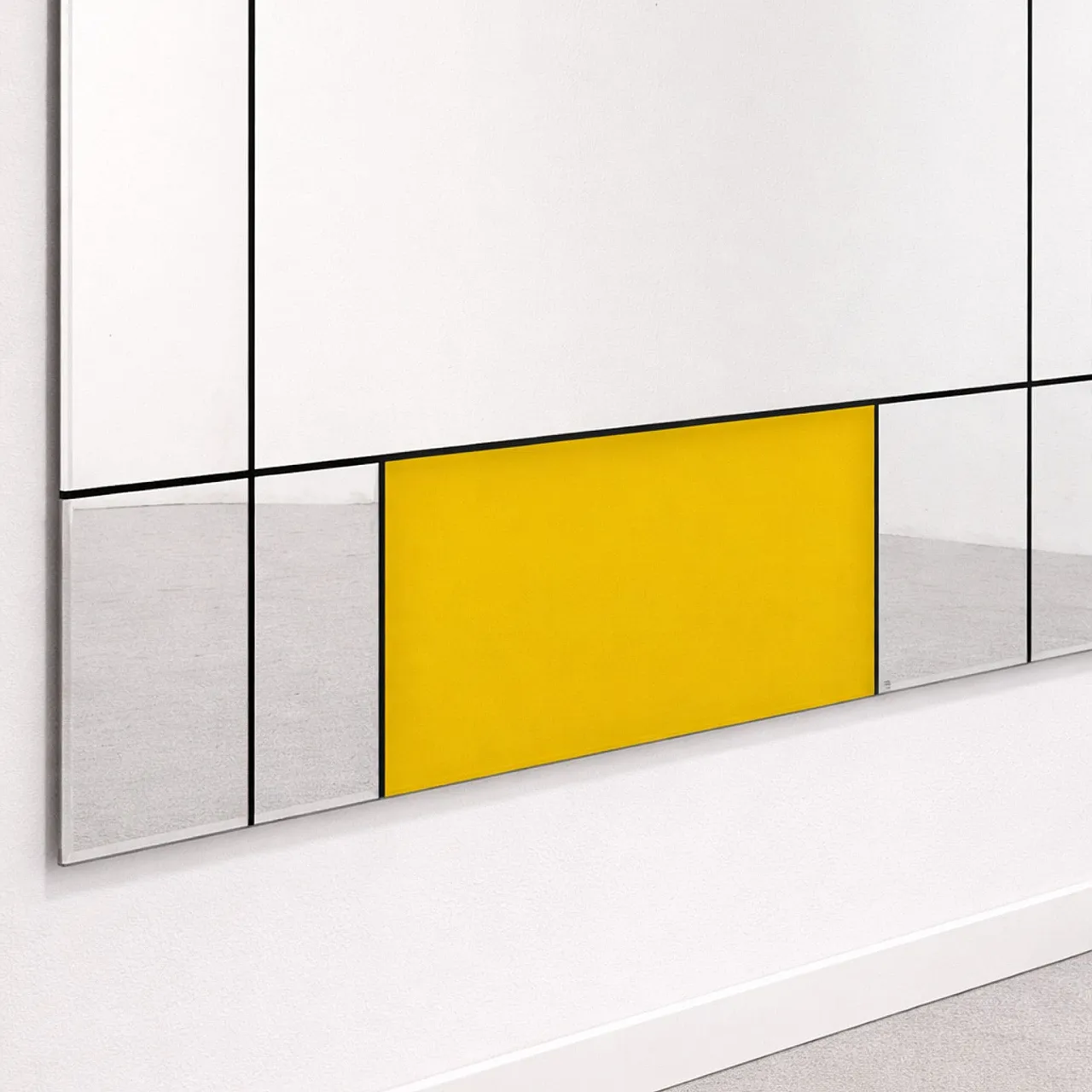 Specchio quadrato postmoderno Piet Mondrian per Rimadesio, anni '80 3