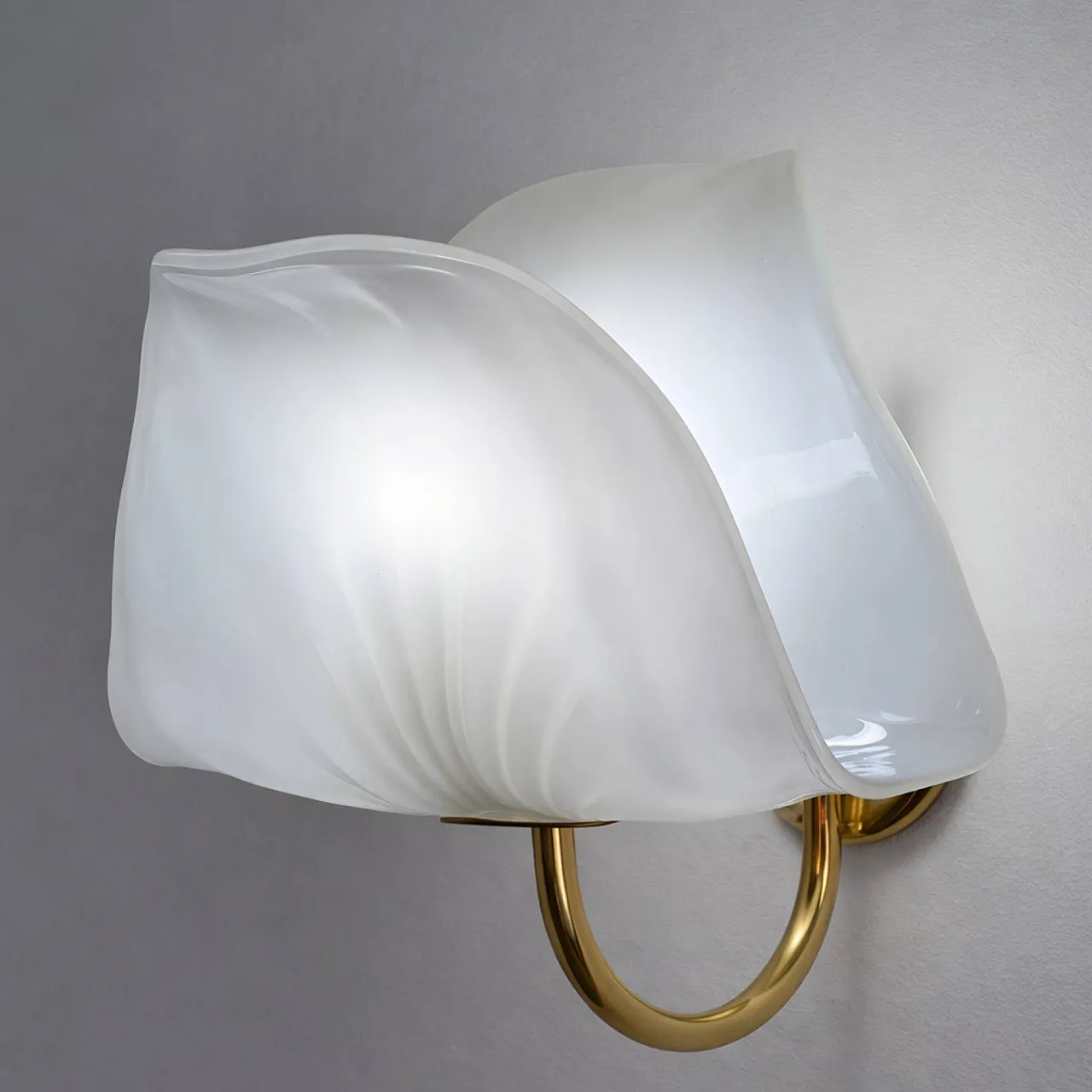 Coppia di appliques a foglia in vetro di Murano e ottone di PAF Studio 1