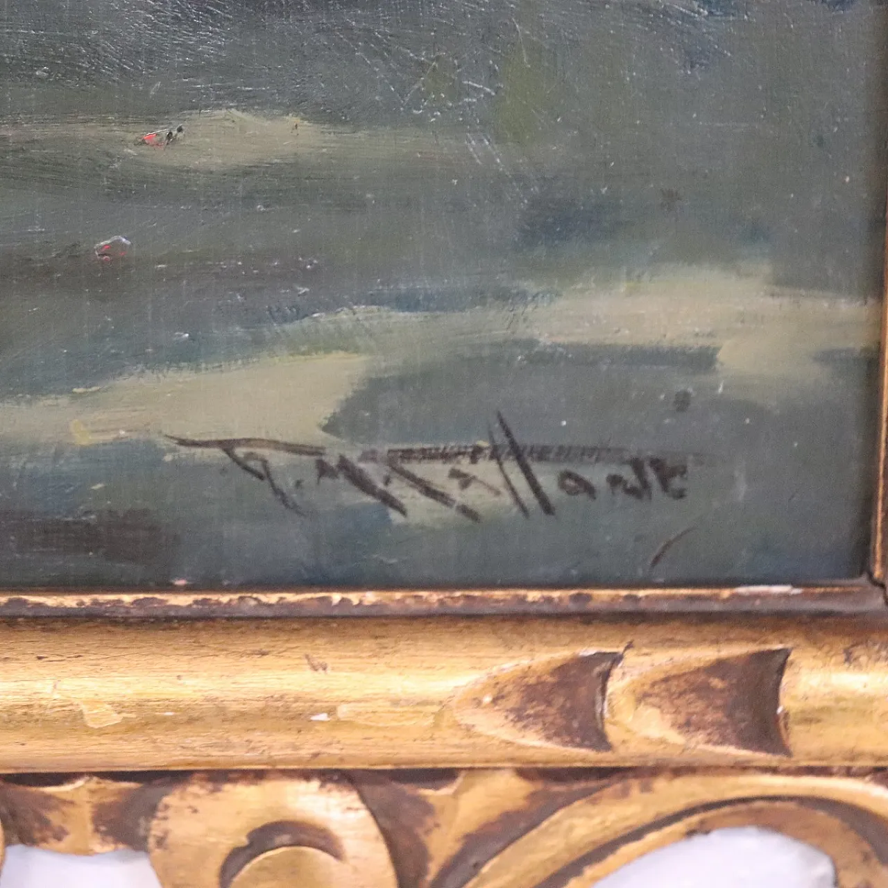 Oil painting on plywood, figures in the park, early 20th century 4