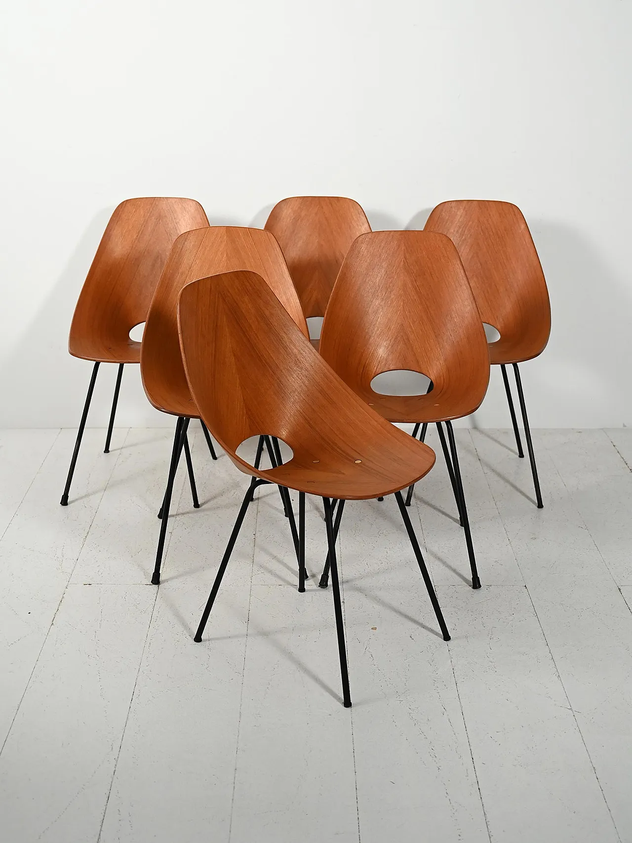 6 Medea chairs by Vittorio Nobili in mahogany, 50s 2