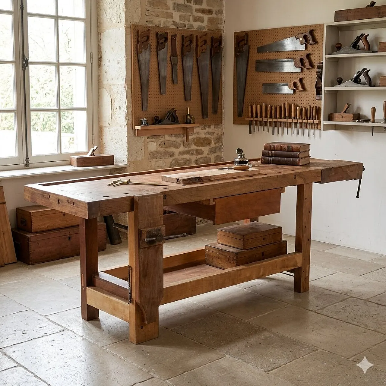 Carpenter's workbench in mahogany and beech, 19th century 2