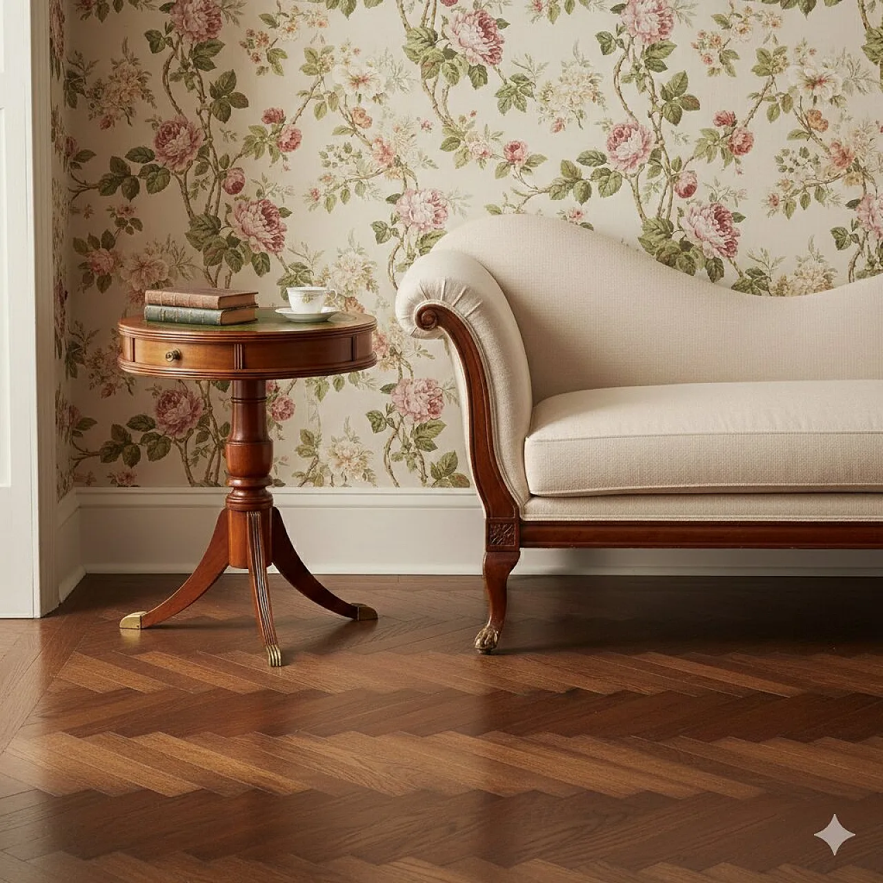 Tavolino in mogano, pelle, lamiera e ottone, '900 2