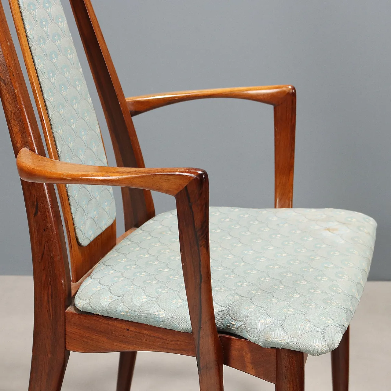 4 dining chairs in wood and fabric, 20th century 6