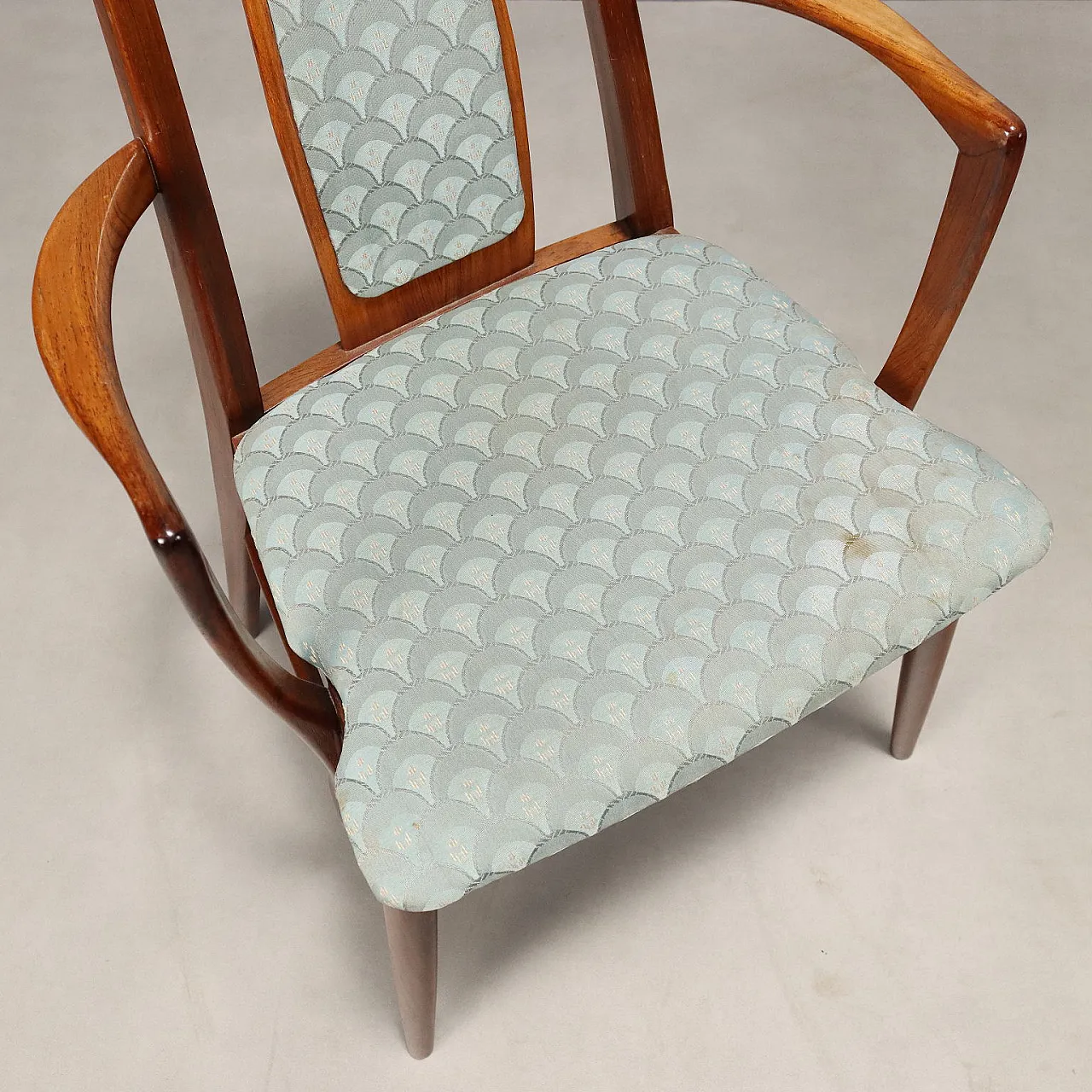4 dining chairs in wood and fabric, 20th century 8