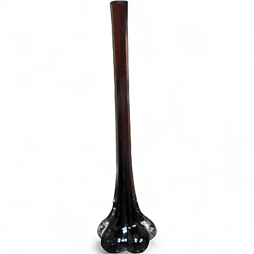 Vaso monofiore in vetro bordeaux, Murano, anni '70