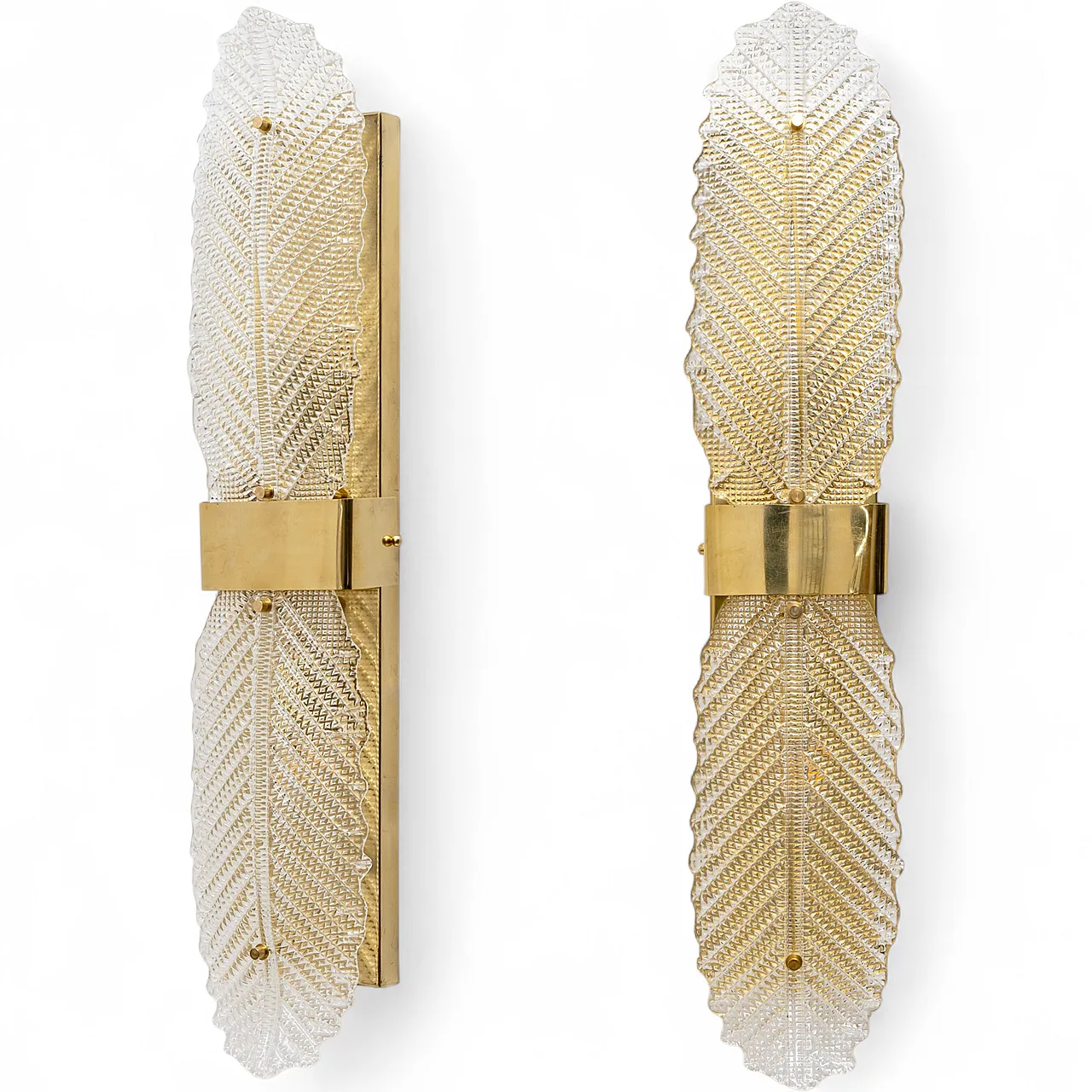 Pair of Murano glass and brass Graniglia wall lights, 2000s 10