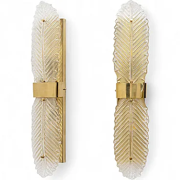 Pair of Murano glass and brass Graniglia wall lights, 2000s