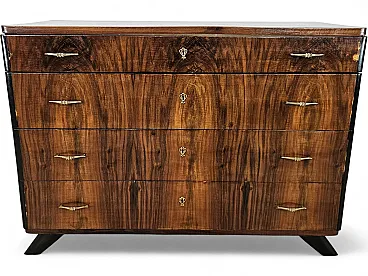 Art Decò chest of drawers in mahogany root, 50s