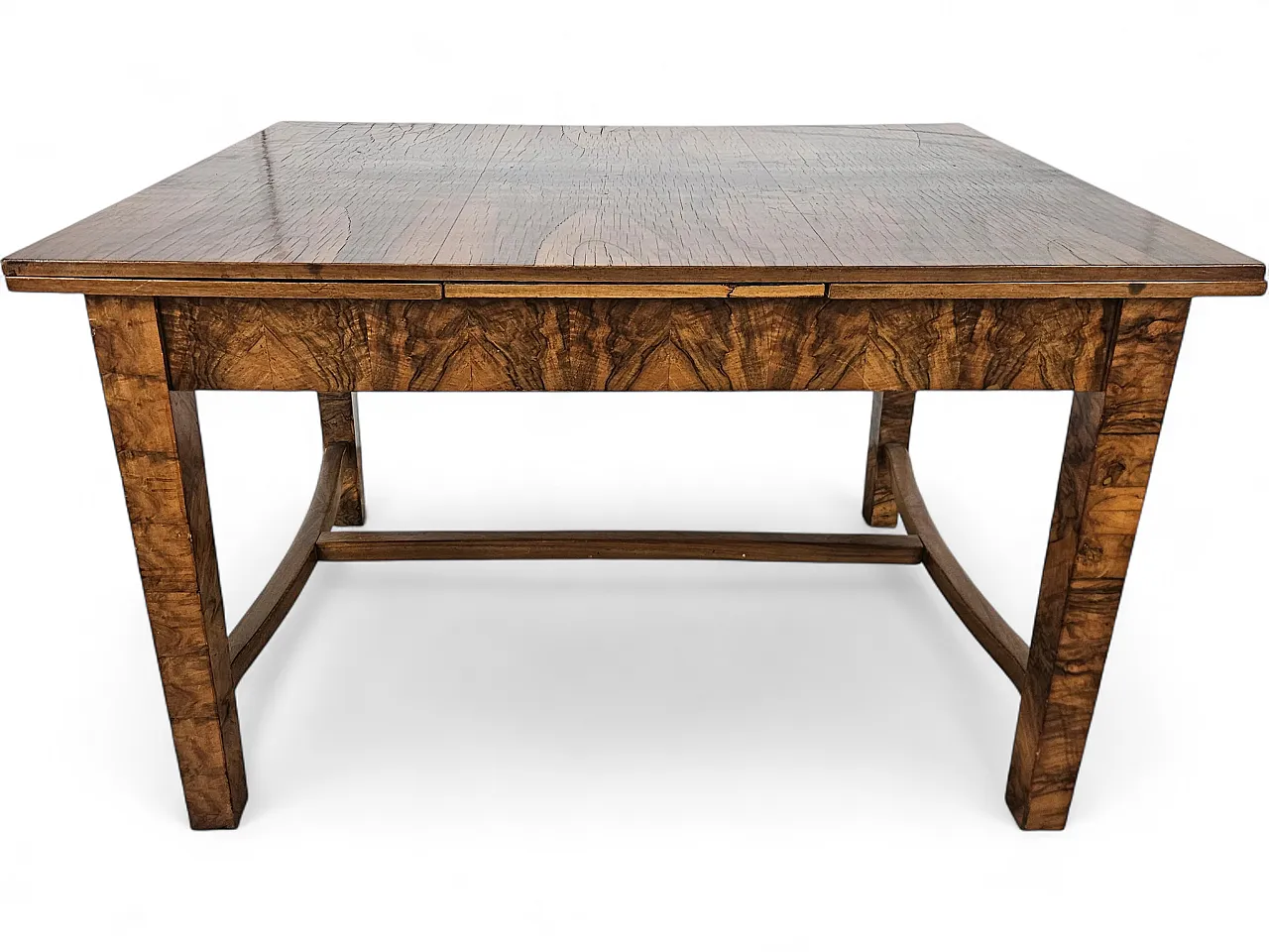 Art Deco table in olive root, 40s 20