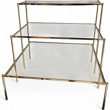 Tavolino da salotto Montecarlo in ottone e vetro, anni '50