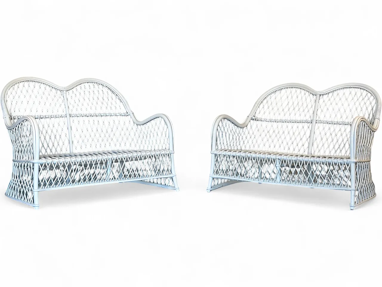 Pair of white lacquered bamboo sofas by Gervasoni, 1980s 24