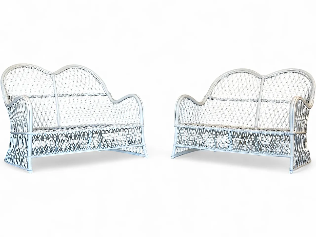 Pair of white lacquered bamboo sofas by Gervasoni, 1980s 25