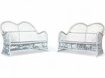 Pair of white lacquered bamboo sofas by Gervasoni, 1980s