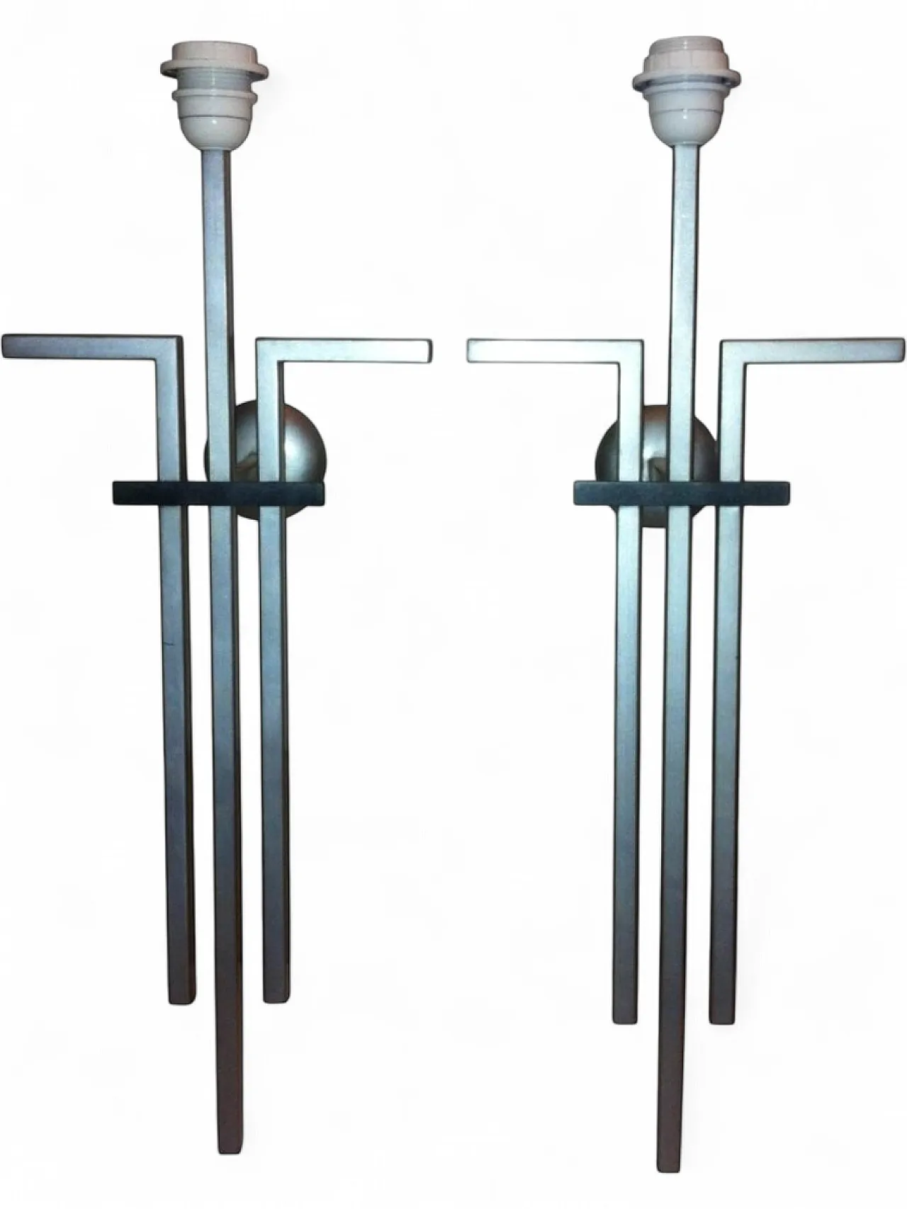 Sculptural Pair of Geometric Wall Sconces, 1970s 6
