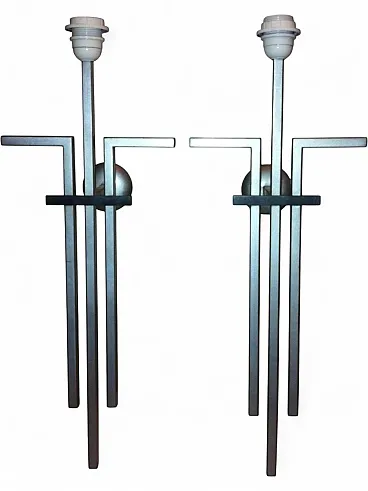Sculptural Pair of Geometric Wall Sconces, 1970s