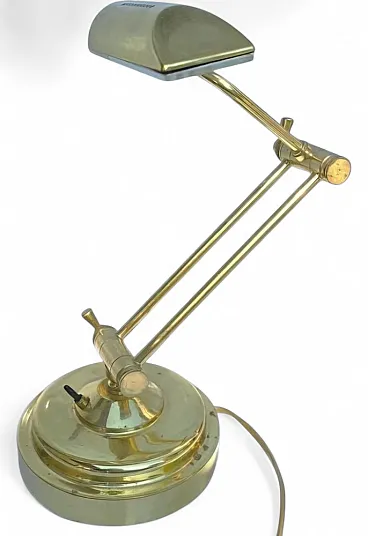 Vintage Sculptural Adjustable Brass Piano Lamp, 1940s