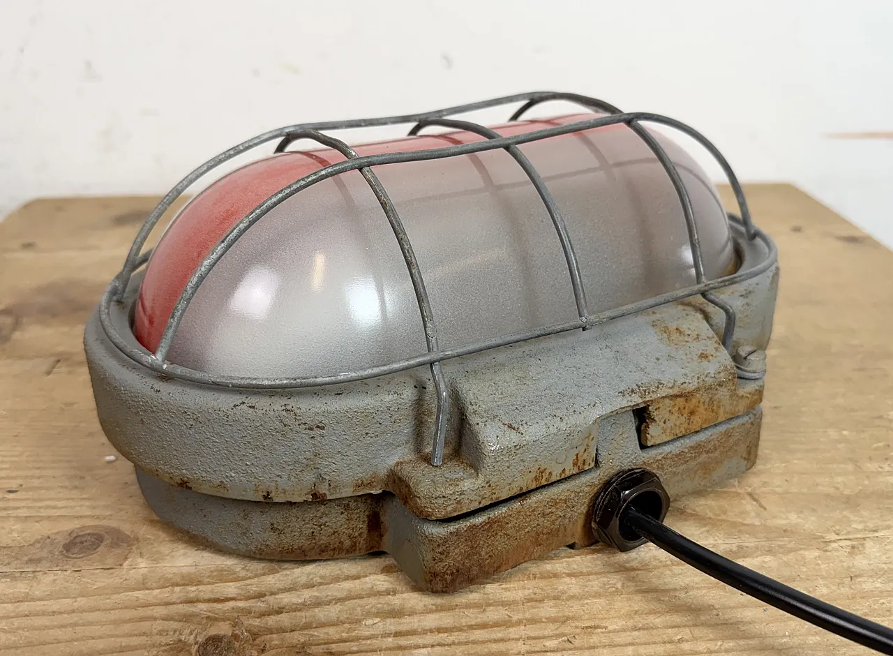 Grey Industrial Cast Iron Wall Light from Elektrosvit, 1960s 6