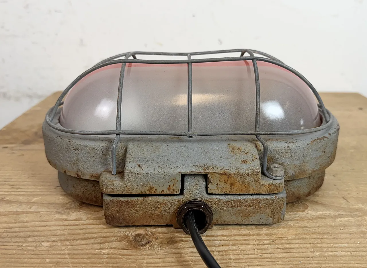 Grey Industrial Cast Iron Wall Light from Elektrosvit, 1960s 7