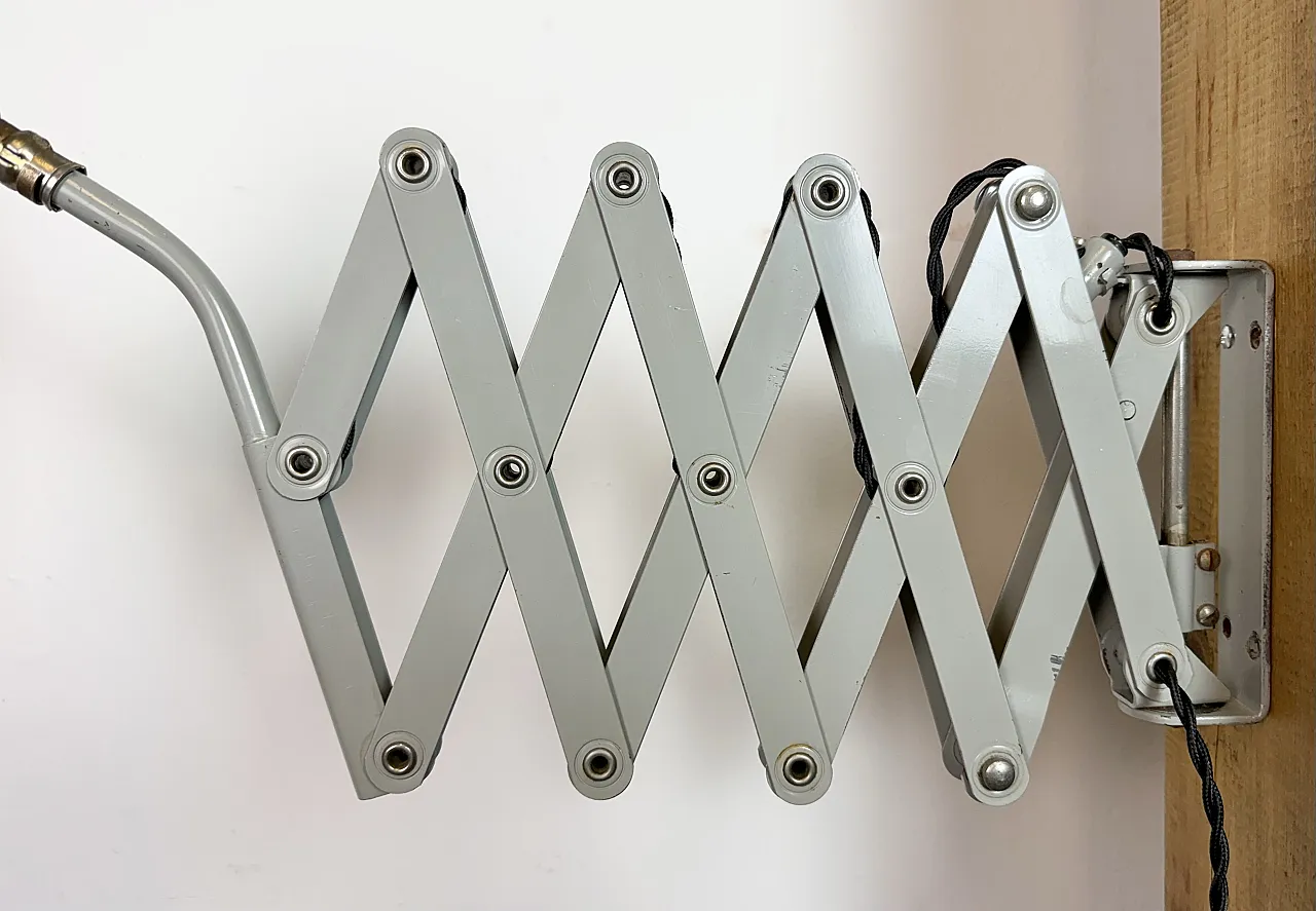 Grey German Industrial Scissor Wall Lamp from SIS, 1960s 5