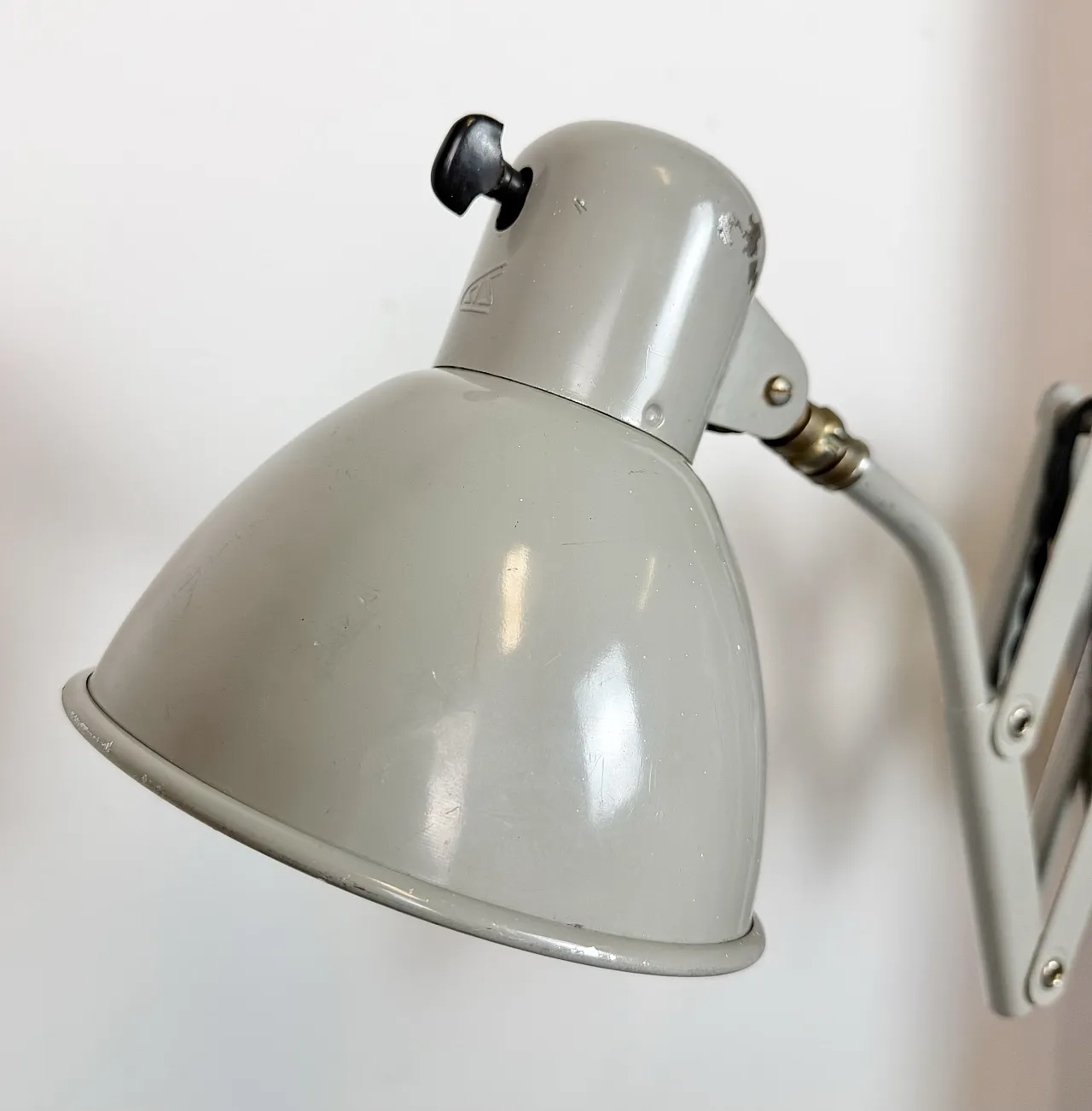Grey German Industrial Scissor Wall Lamp from SIS, 1960s 6