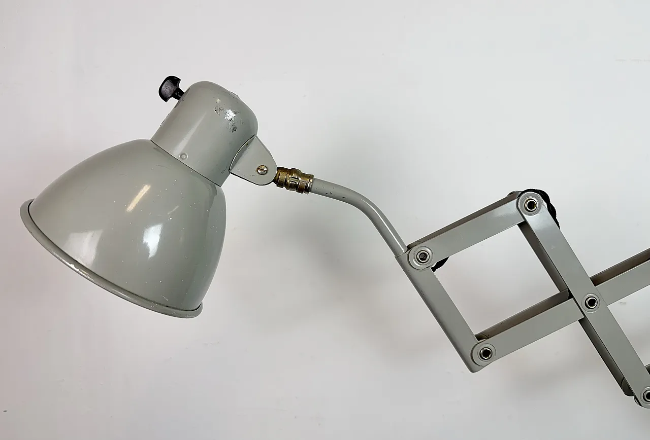 Grey German Industrial Scissor Wall Lamp from SIS, 1960s 9