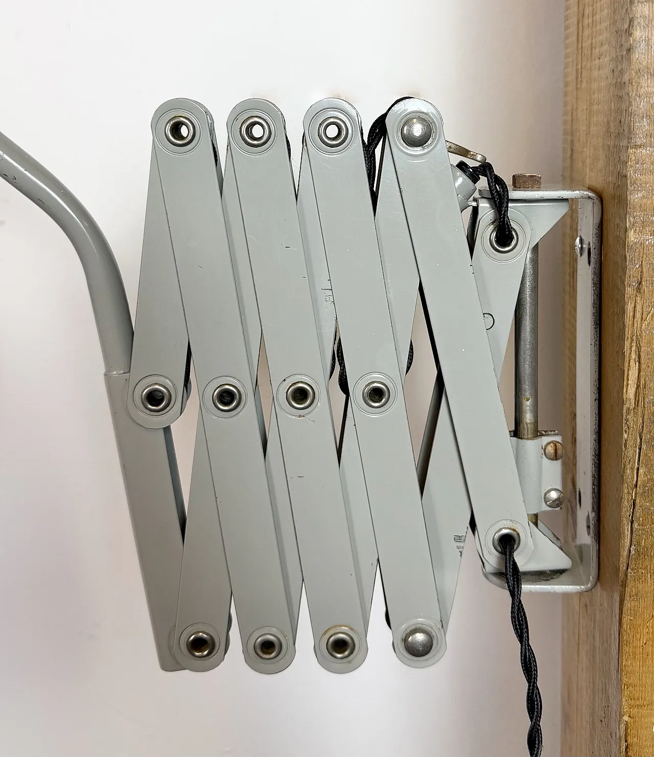 Grey German Industrial Scissor Wall Lamp from SIS, 1960s 12