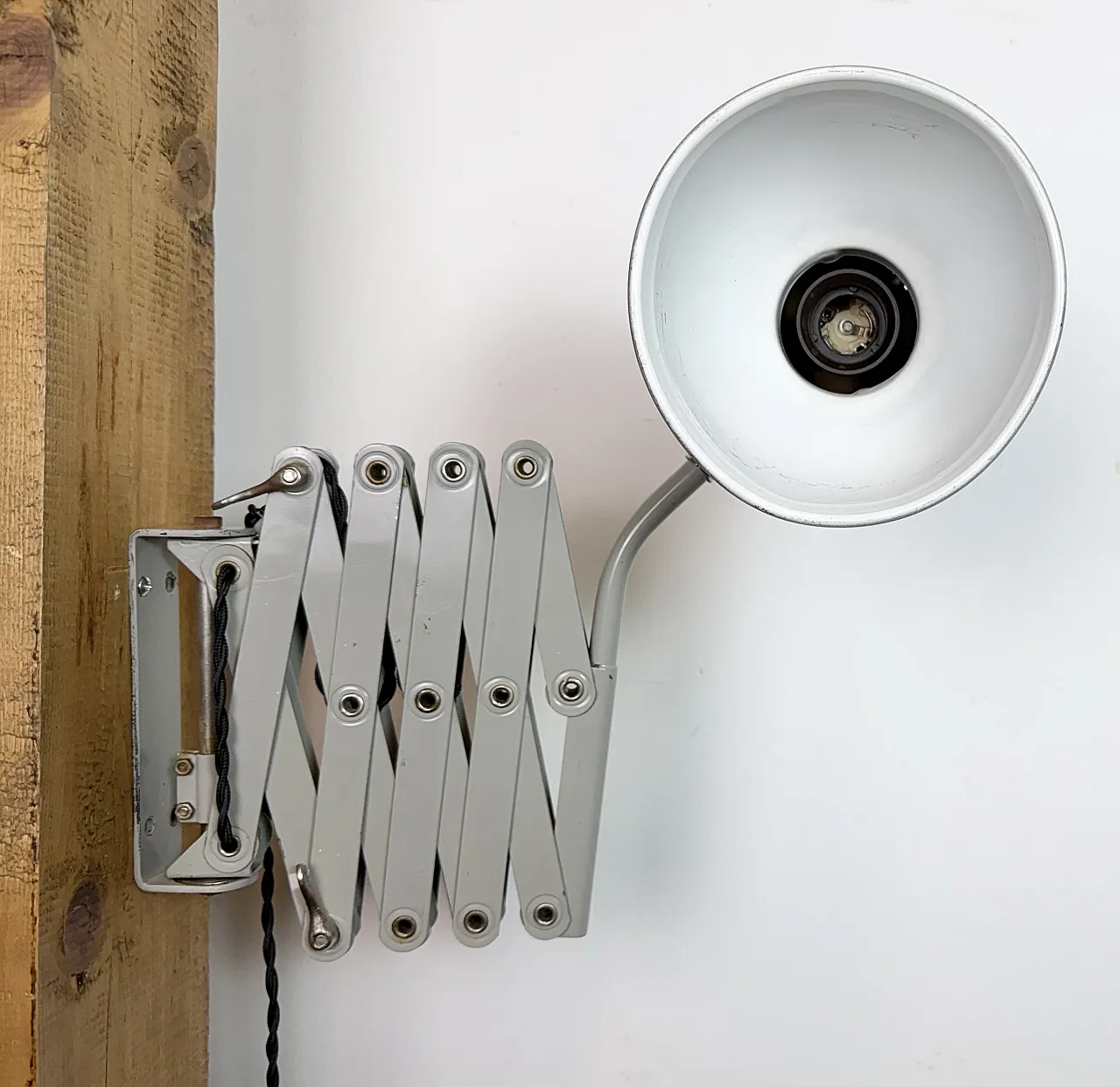 Grey German Industrial Scissor Wall Lamp from SIS, 1960s 17