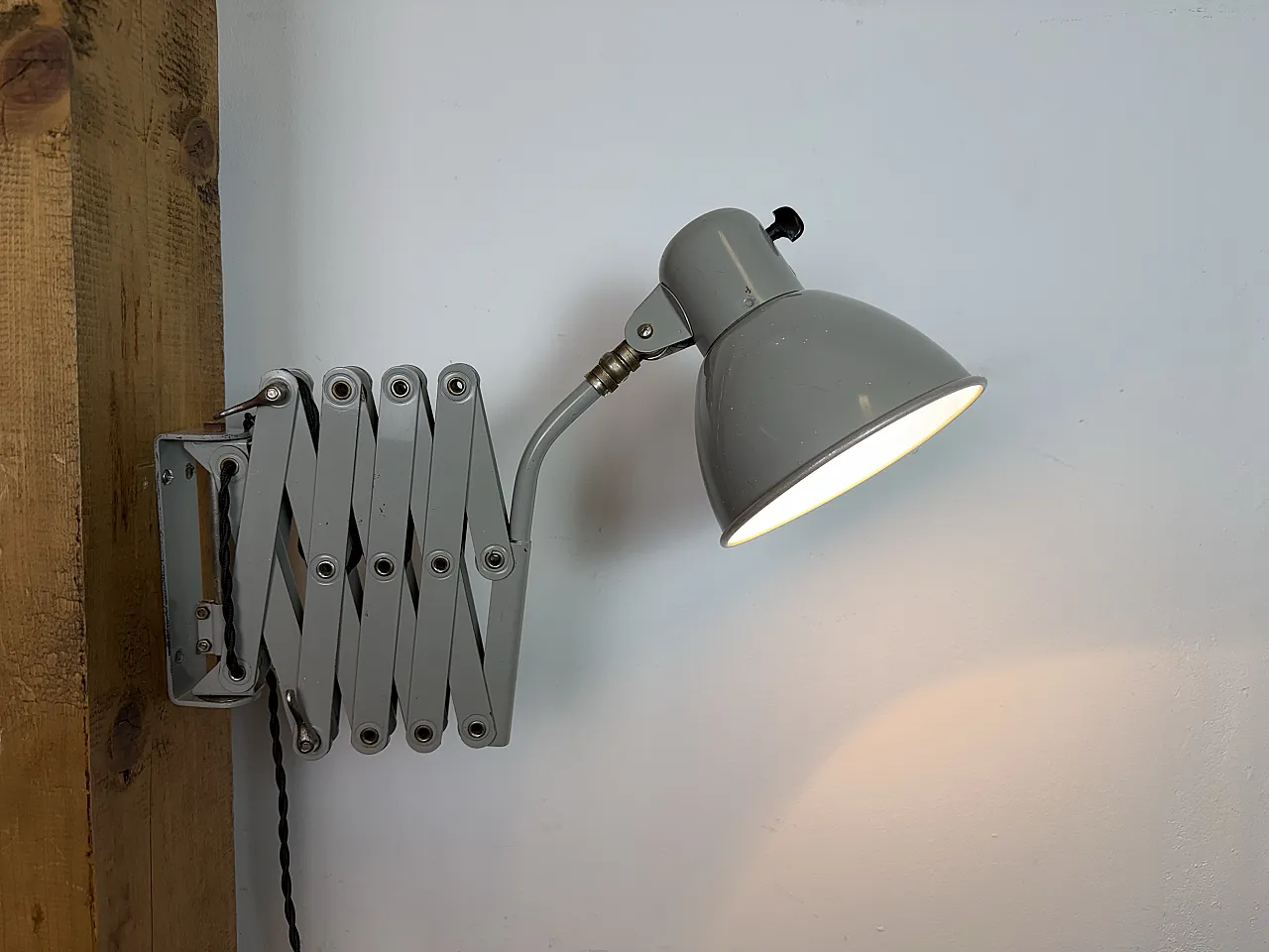 Grey German Industrial Scissor Wall Lamp from SIS, 1960s 20