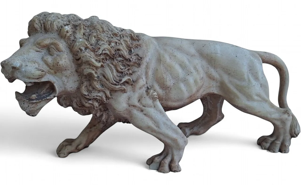 Antique Albaster Lion Statue, 19th Century 5
