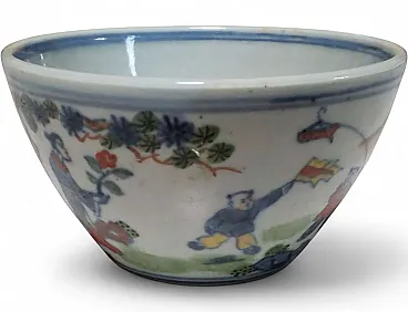 Chinese Porcelain Bowl Figural Decoration, Early Qing, 17th Century